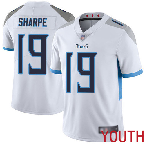 Tennessee Titans Limited White Youth Tajae Sharpe Road Jersey NFL Football #19 Vapor Untouchable->youth nfl jersey->Youth Jersey